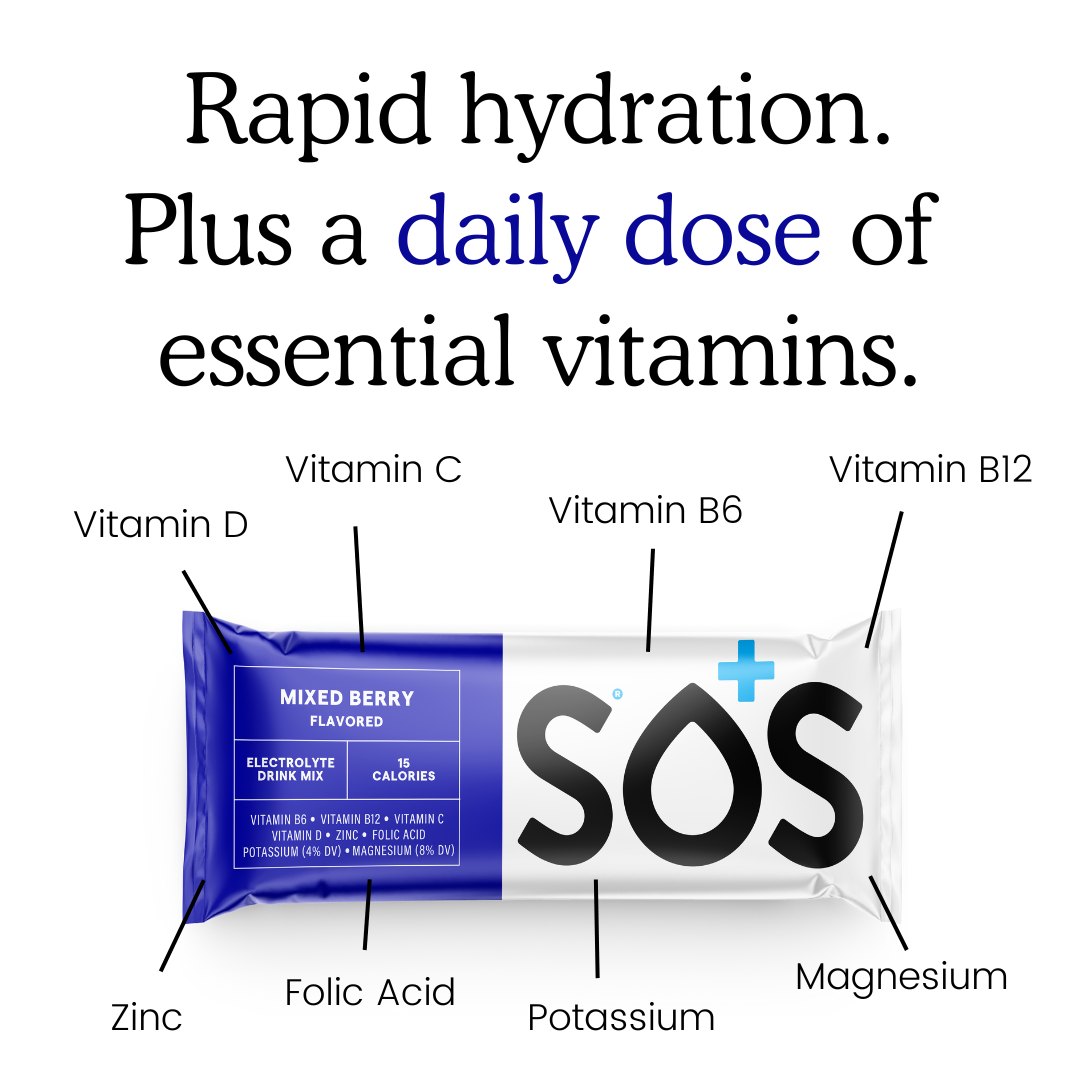 SOS Daily Electrolyte Stick Packet Mixed Berry -125 sticks bulk pack