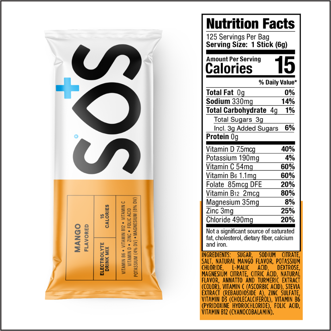 SOS Daily Stick Packet Mango -125 sticks bulk pack