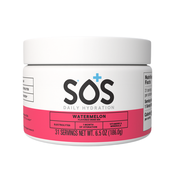 SOS Daily – Vitamin Enhanced Electrolyte Powder – Watermelon Flavor, 31 Serving Tub