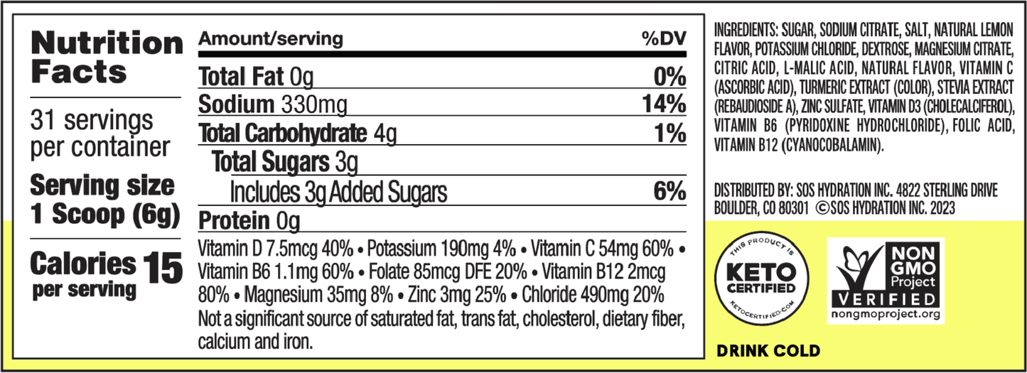 SOS Daily - Vitamin Enhanced Lemon 31 Serving Tub