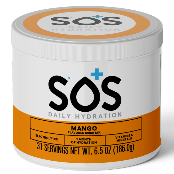 SOS Daily – Vitamin Enhanced Electrolyte Powder – Mango Flavor, 31 Serving Tub
