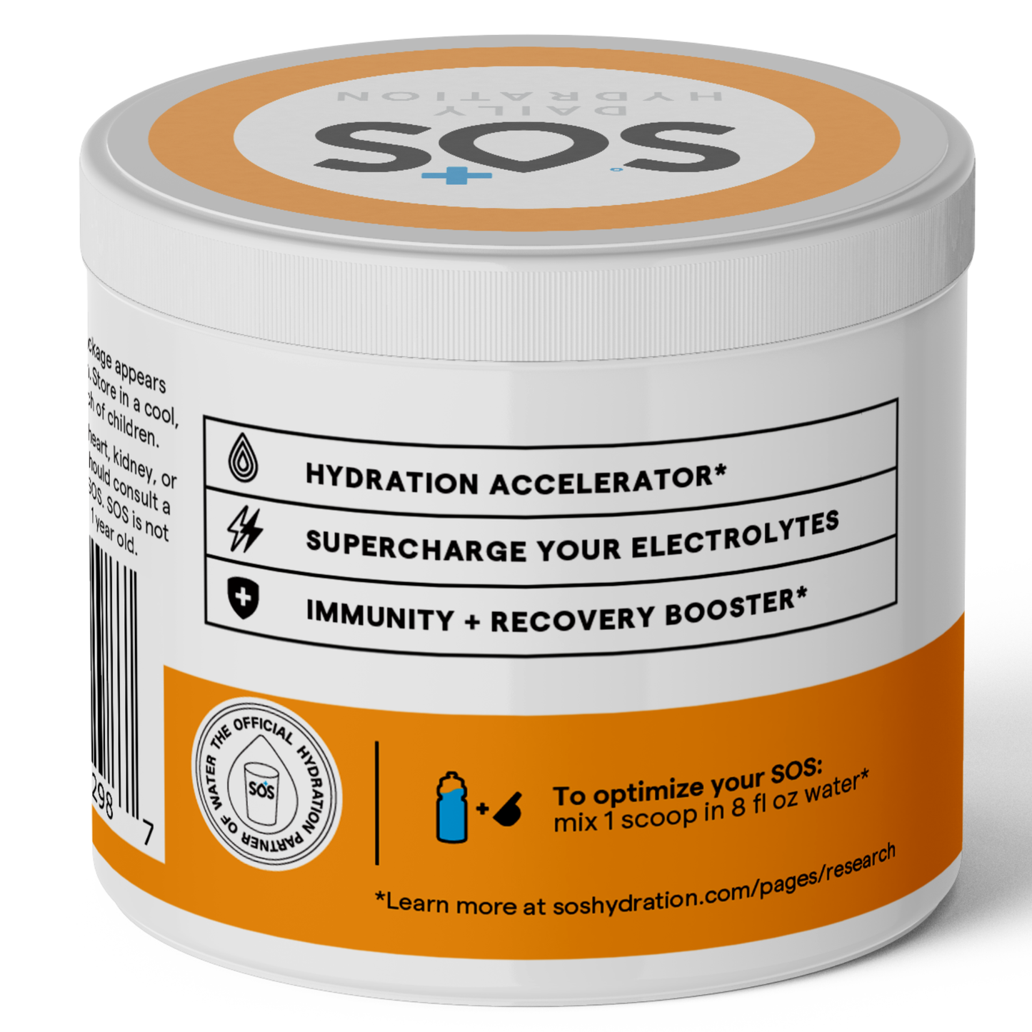 SOS Daily –  Electrolyte Powder – Mango Flavor, 31 Serving Tub