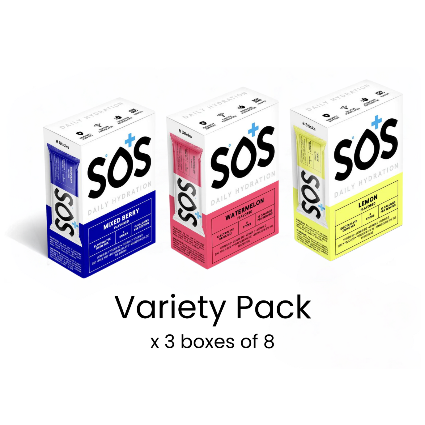 SOS Hydration - 3 Flavor Electrolyte Packet Variety Pack