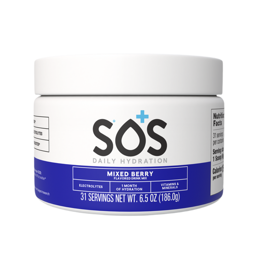 SOS Daily - Vitamin Enhanced Electrolyte Powder - Mixed Berry 31 Serving Tub