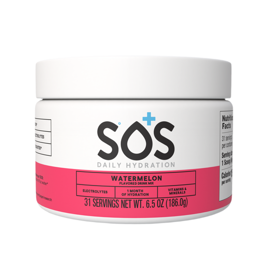 SOS Daily – Vitamin Enhanced Electrolyte Powder – Watermelon Flavor, 31 Serving Tub