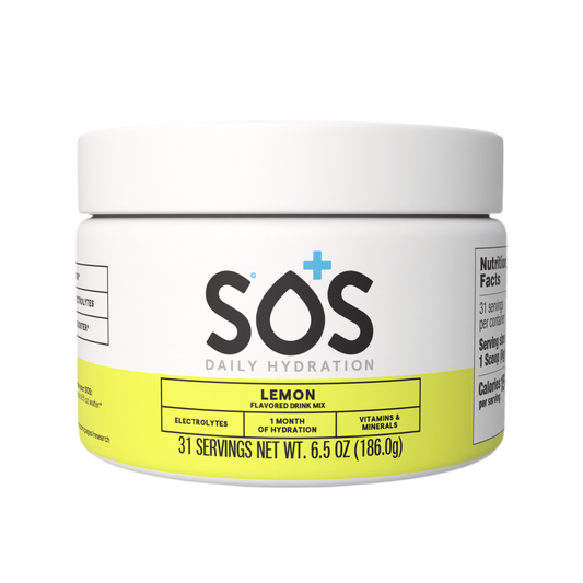 SOS Daily - Vitamin Enhanced Electrolyte Powder - Lemon 31 Serving Tub