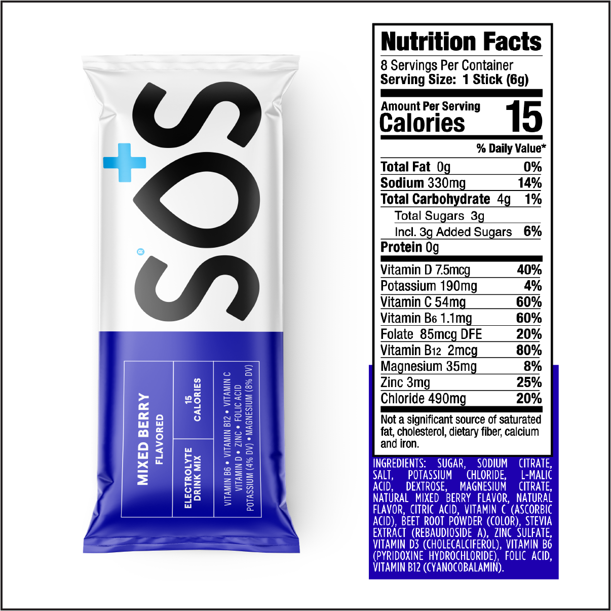 SOS Daily - Vitamin Enhanced Mixed Berry 8ct Box